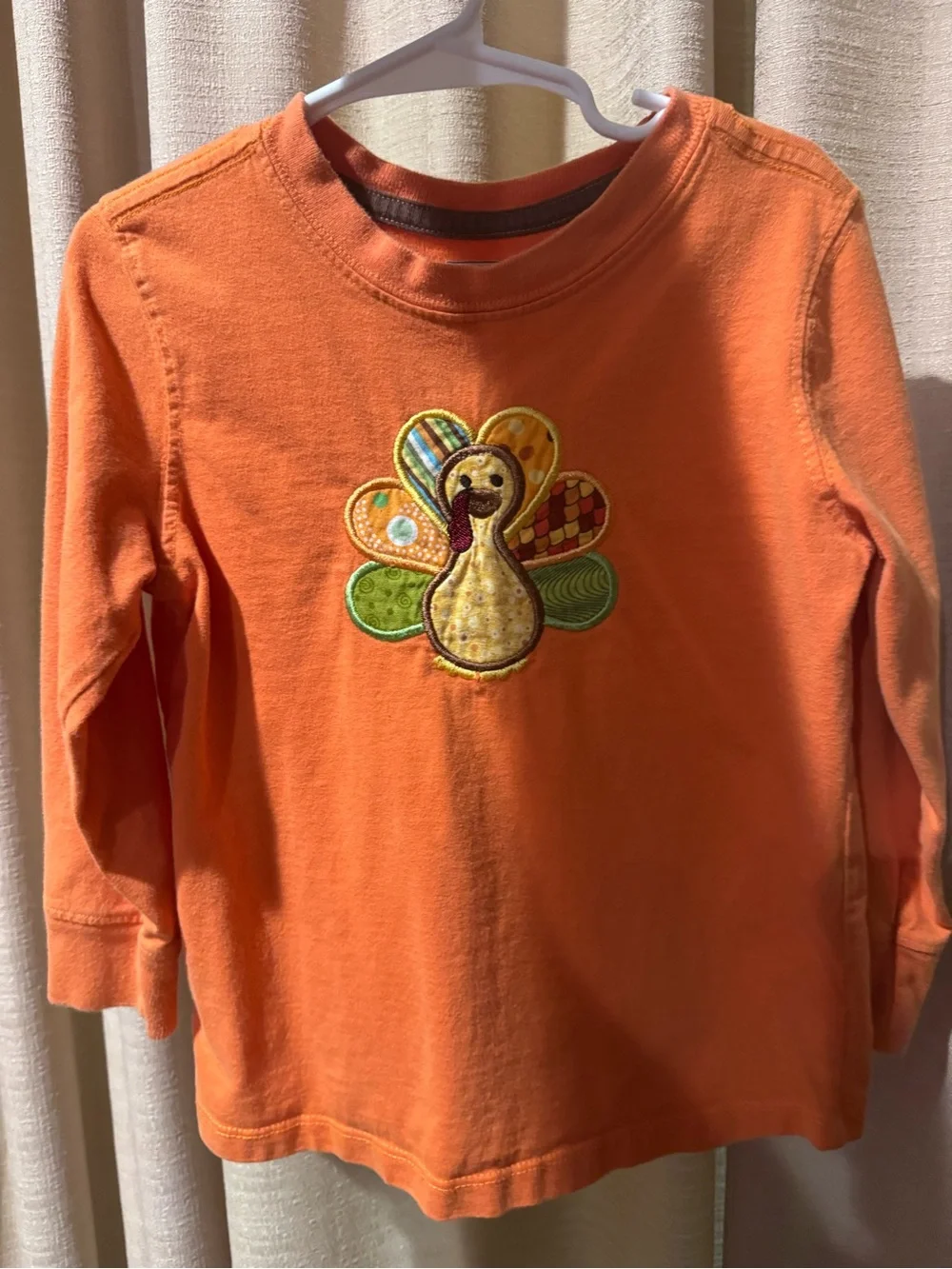 Old Navy Orange Long-Sleeve Shirt with Turkey Appliqué
